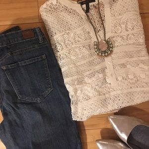 BCBG Lace Bias Cut Blouse